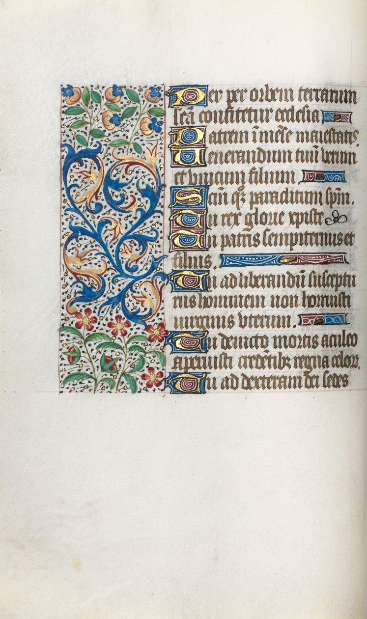 Tuntikirja Rouenin käyttö: fol. 37v, c. 1470. tekijältä Master of the Geneva Latini