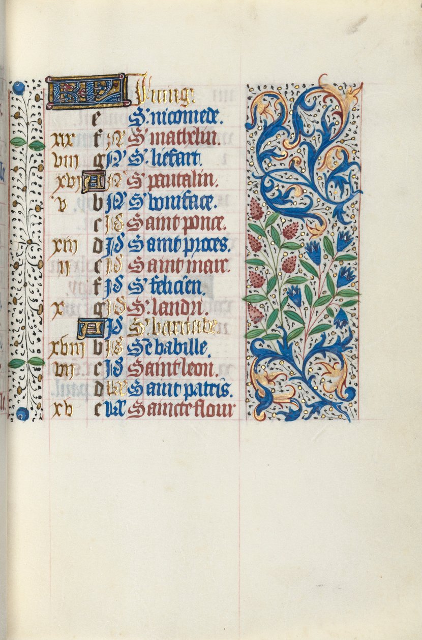 Tuntikirja Rouenin käyttö: fol. 51r, c. 1470. tekijältä Master of the Geneva Latini