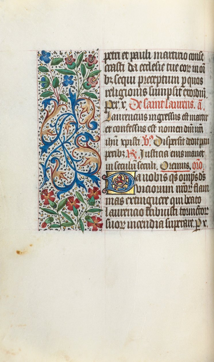 Tuntikirja Rouenin käyttö: fol. 51v, c. 1470. tekijältä Master of the Geneva Latini