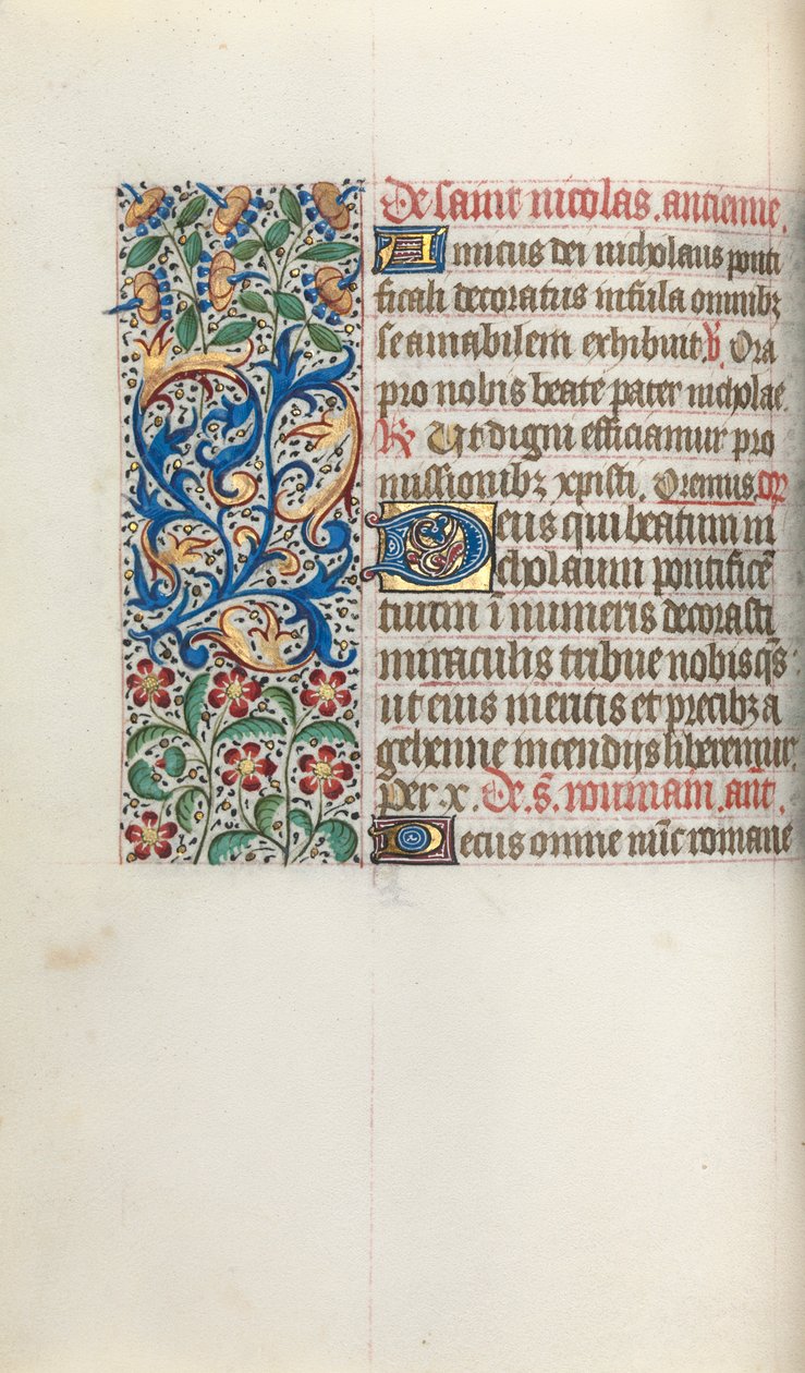 Tuntikirja Rouenin käyttö: fol. 52v, c. 1470. tekijältä Master of the Geneva Latini