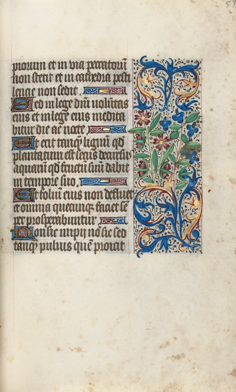 Tuntikirja Rouenin käyttö: fol. 57r, c. 1470. tekijältä Master of the Geneva Latini