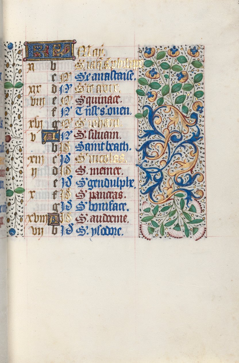 Tuntikirja Rouenin käyttö: fol. 5r, c. 1470. tekijältä Master of the Geneva Latini