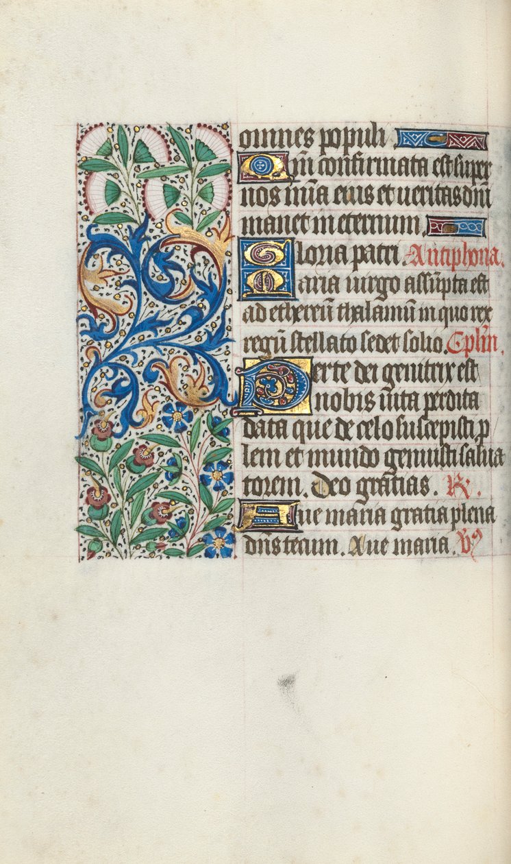 Tuntikirja Rouenin käyttö: fol. 60v, c. 1470. tekijältä Master of the Geneva Latini