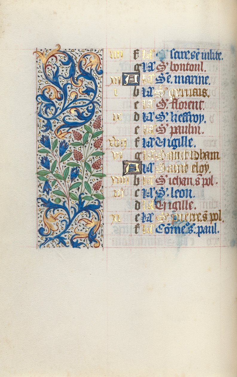 Tuntikirja Rouenin käyttö: fol. 6v, c. 1470. tekijältä Master of the Geneva Latini
