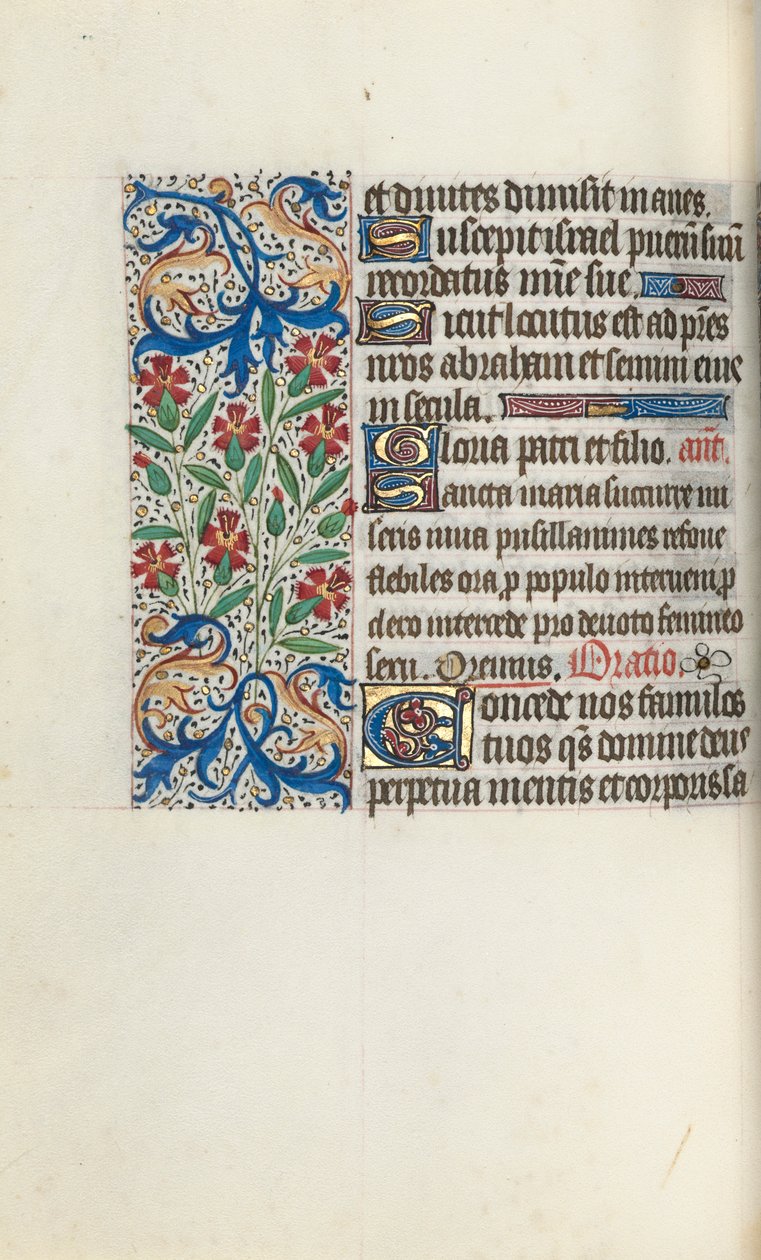 Tuntikirja Rouenin käyttö: fol. 74v, c. 1470. tekijältä Master of the Geneva Latini