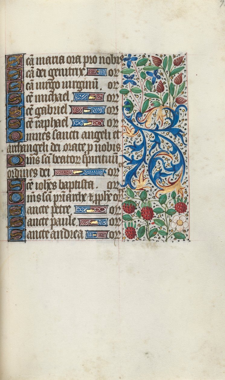 Tuntikirja Rouenin käyttö: fol. 93r, c. 1470. tekijältä Master of the Geneva Latini