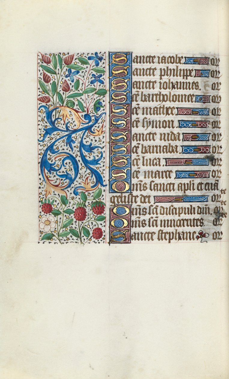 Tuntikirja Rouenin käyttö: fol. 93v, c. 1470. tekijältä Master of the Geneva Latini