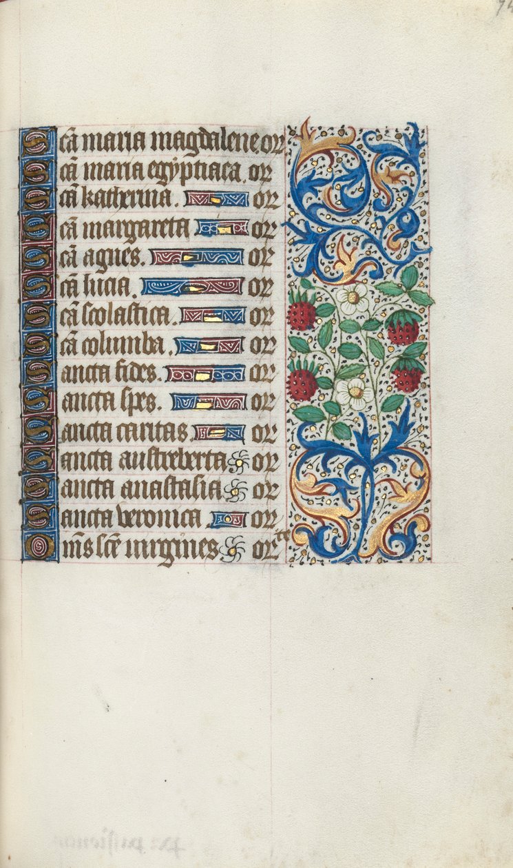Tuntikirja Rouenin käyttö: fol. 94r, c. 1470. tekijältä Master of the Geneva Latini