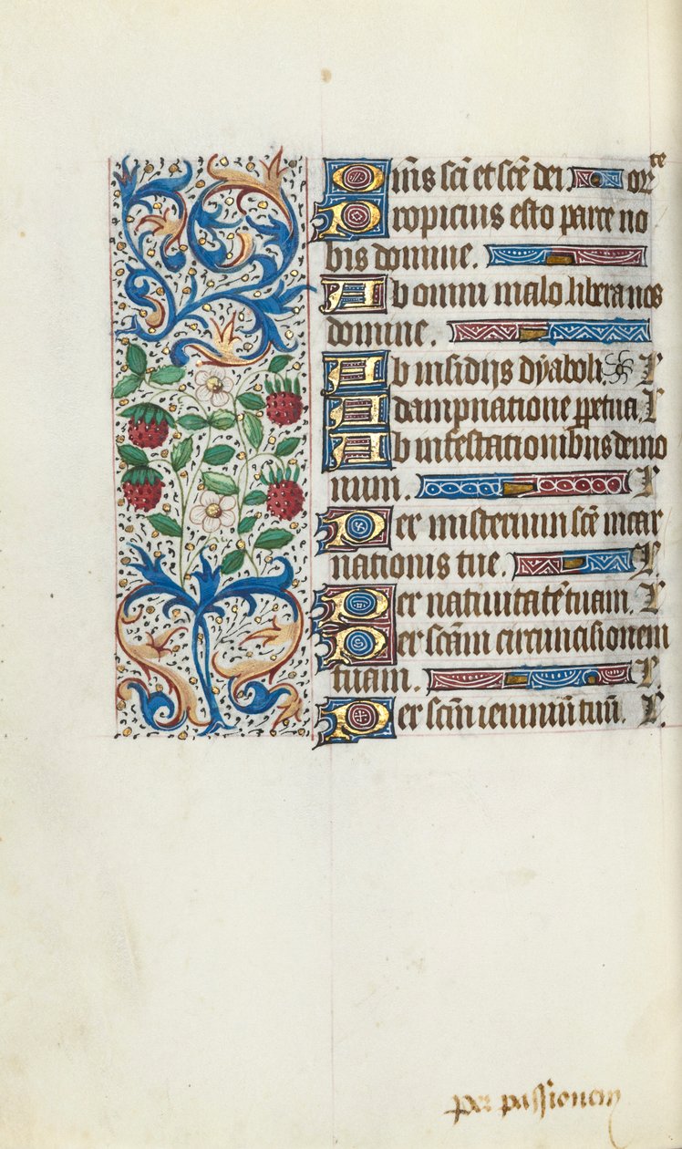 Tuntikirja Rouenin käyttö: fol. 94v, c. 1470. tekijältä Master of the Geneva Latini