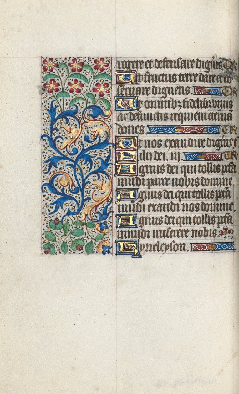 Tuntikirja Rouenin käyttö: fol. 95v, c. 1470. tekijältä Master of the Geneva Latini