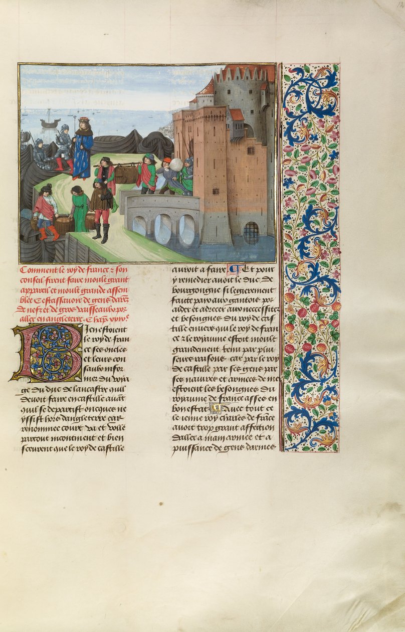 Ranskan kuningas Kaarle VI valmistautuu sotaan Englannin kanssa tekijältä Master of the Getty Froissart