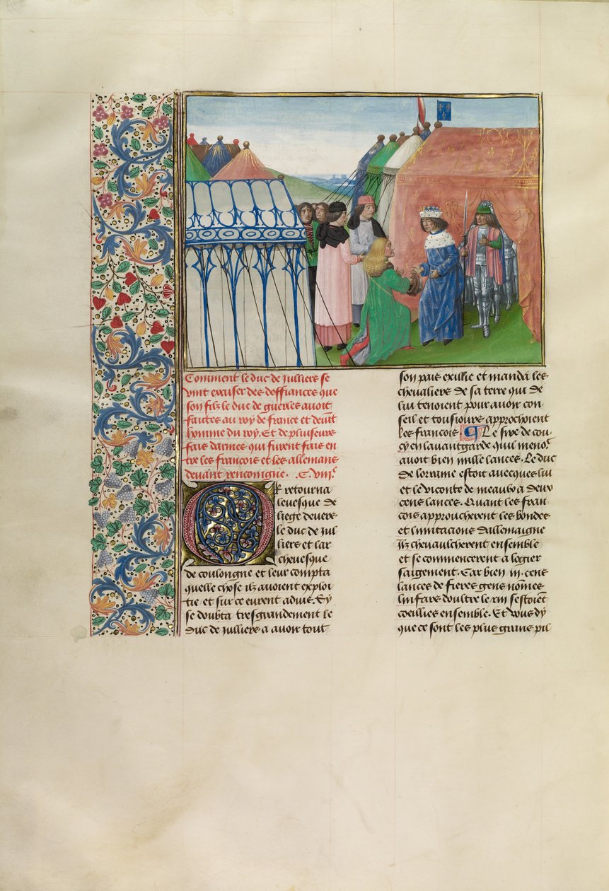 Ranskan kuningas Kaarle VI vastaanottaa Jülichin herttuan tekijältä Master of the Getty Froissart