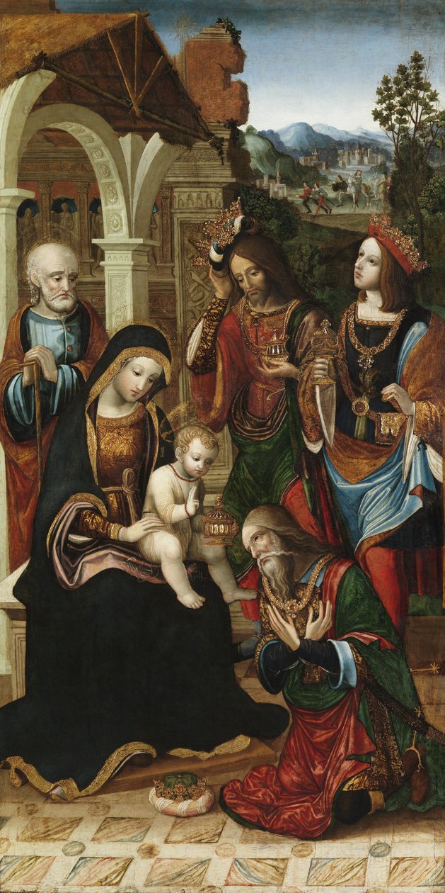 The Adoration of the Magi, n.1503-10 (öljy paneelille) tekijältä Master of the Glasgow Adoration