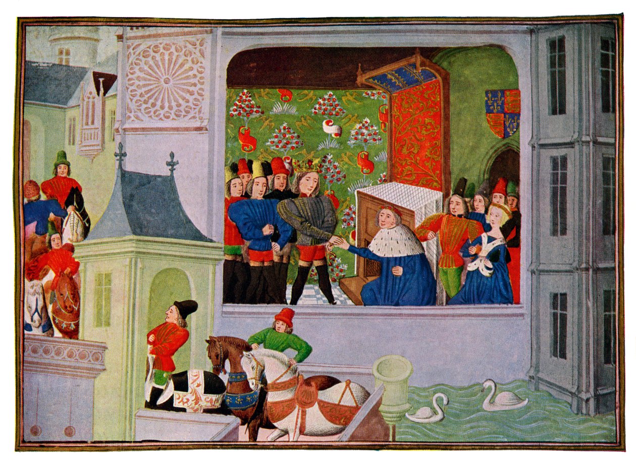 Richard II:n ja Gloucesterin herttuan haastattelu, 1300- ja 1400-luku. tekijältä Master of the Harley Froissart