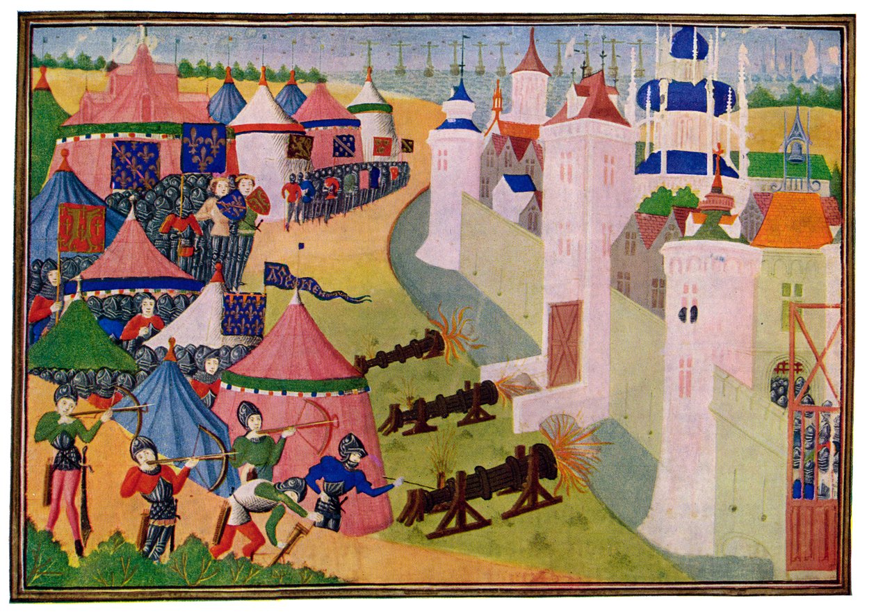 Hyökkäys Afrikan vahvaan kaupunkiin, 1400-luku. tekijältä Master of the Harley Froissart