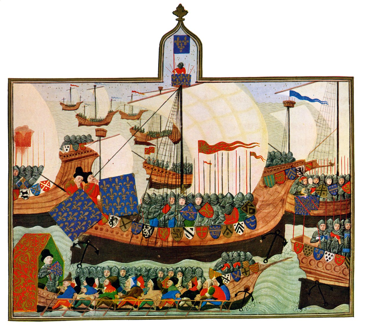 Ranskalaisten ja genovalaisten retkikunta Barbariin, 1400-luku. tekijältä Master of the Harley Froissart