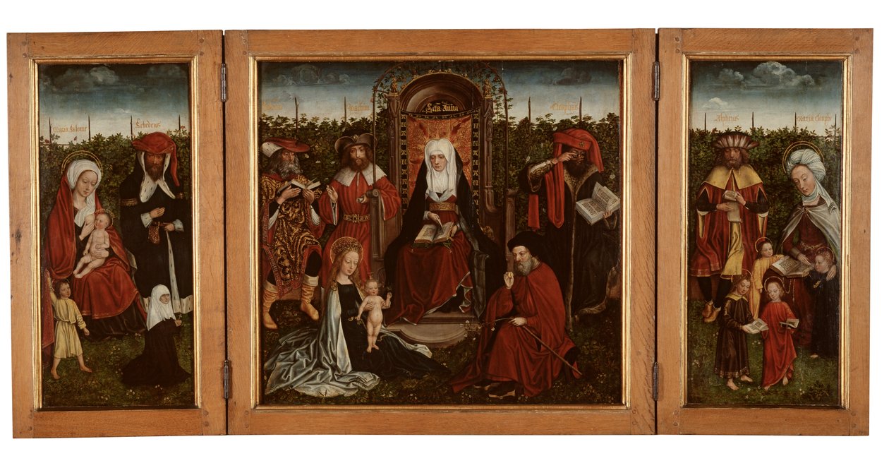 The Poortakker Triptych, n. 1500-10 (öljy paneelissa) tekijältä Master of the Holy Family of St. Anne