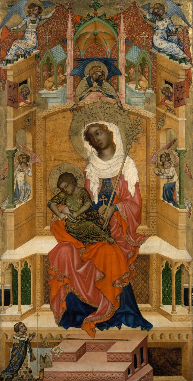 Mary istui valtaistuimella lapsen kanssa Glatz Madonnan, noin 1350 tekijältä Master of the Kaufmann Crucifixion