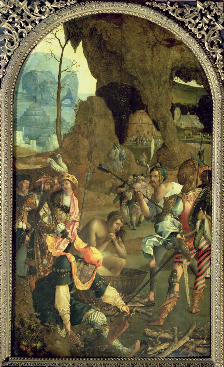 Johannes evankelistan marttyyrikuolema, noin 1525. tekijältä Master of the Legend of St. John the Evangelist