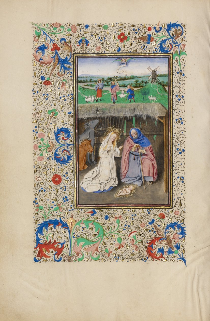 Syntymäjumalanpalvelus ja Ilmestyskirje paimenille tekijältä Master of the Llangattock Hours