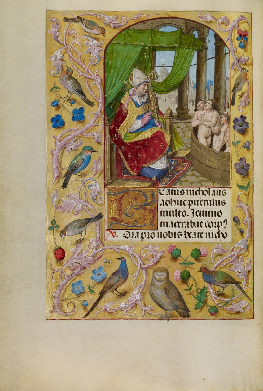 Pyhä Nikolaus pelastaa kolme nuorta ammeesta tekijältä Master of the Lübeck Bible