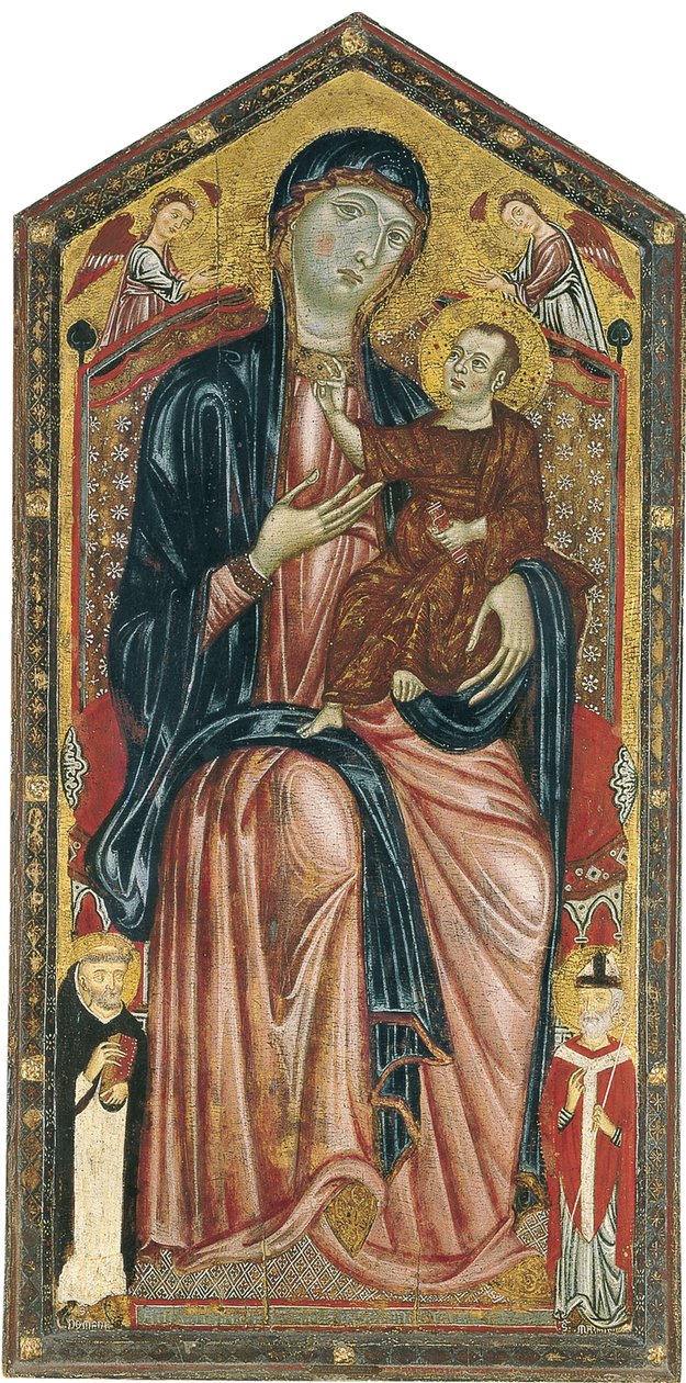 Neitsyt ja lapsi valtaistuivat pyhien Dominicin, Martinin ja kahden enkelin kanssa tekijältä Master of the Magdalen