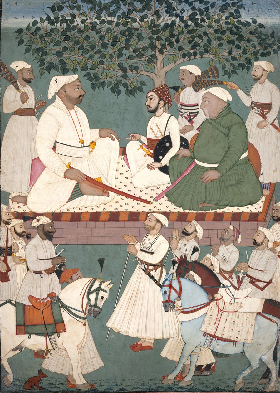 Maharaja Sidh Sen vastaanottaa suurlähetystön, ​​Co. 1700-10. tekijältä Master of the Mandi atelier