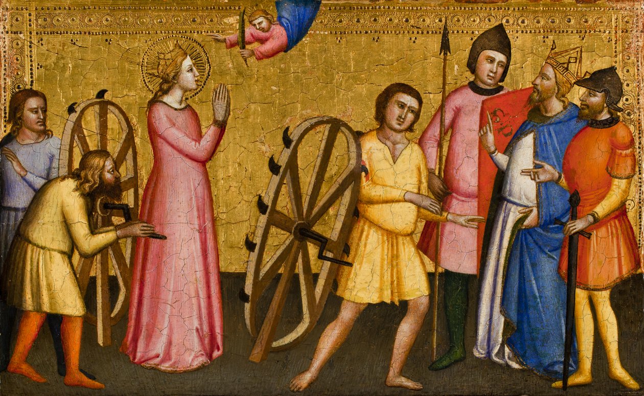 Pyhän Katariina Aleksandrialaisen koettelemus, 1365-1390 tekijältä Master of the Orcagnesque Misericordia