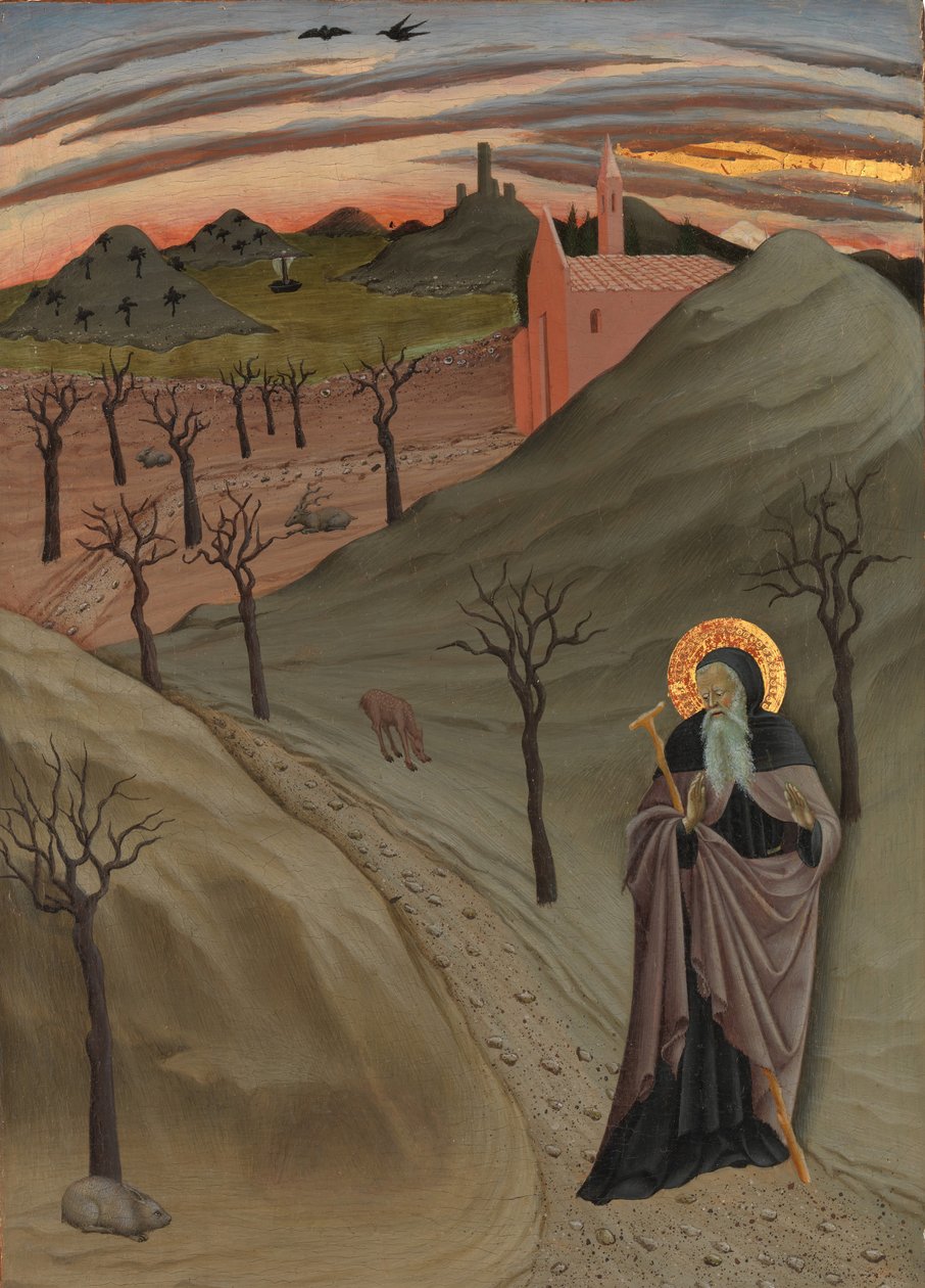 Pyhä Antonius apotti erämaassa, n. 1435. tekijältä Master of the Osservanza