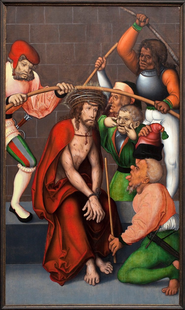 Orjantappurien kruunu. Pflockin (Saksa) alttaritaulun mestarin maalaus, öljy puulle, noin 1520. Museum of Fine Arts Gent (Belgia). tekijältä Master of the Pflockschen Altar