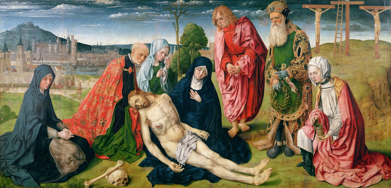Pieta of Saint-Germain-des-Pres (tempera paneelissa) tekijältä Master of the Pieta of Saint Germain