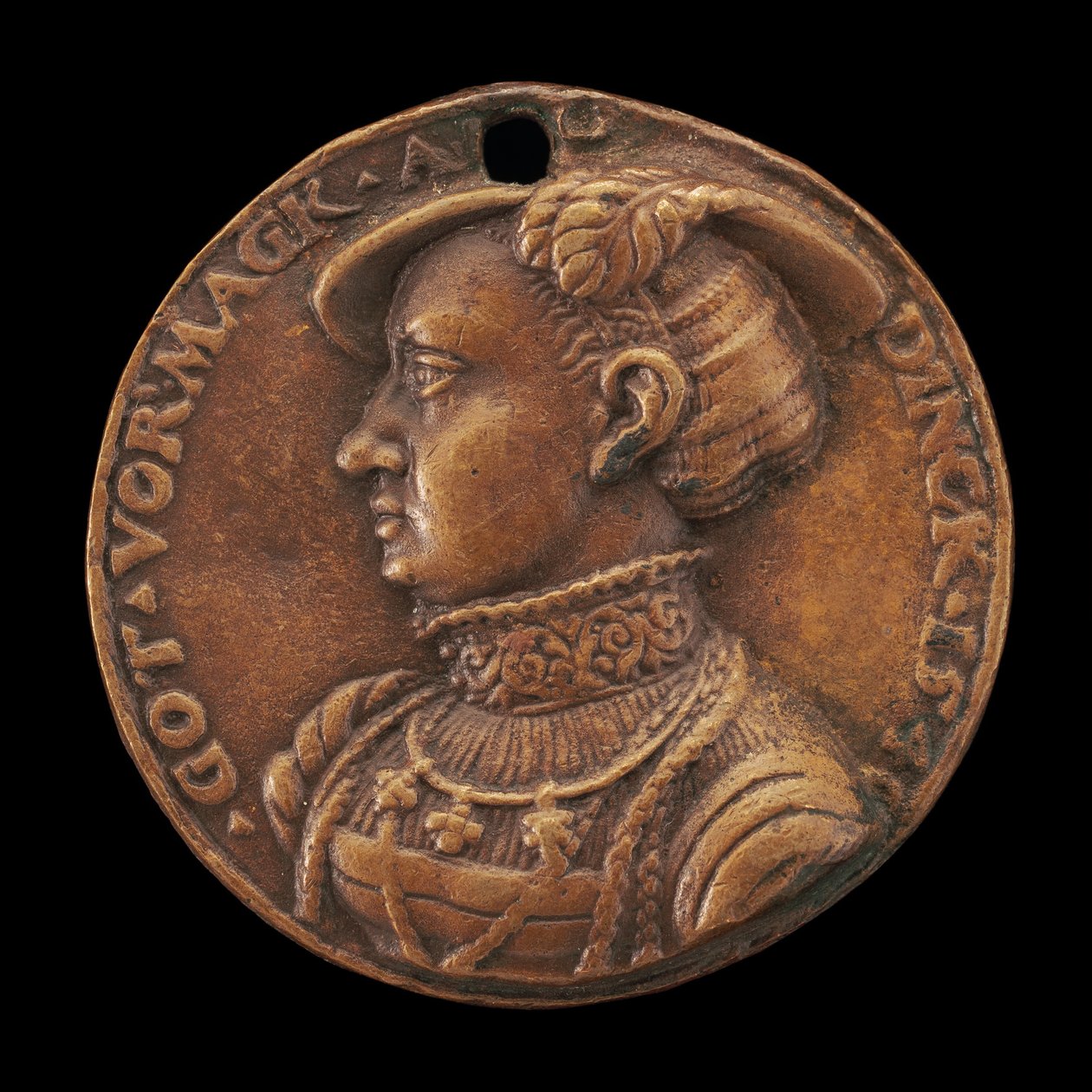 Emilia Saksi, 1516-1591, Brandenburg-Ansbachin markkreivikunta [kannepuoli], 1540. tekijältä Master of the Pistorius Medal
