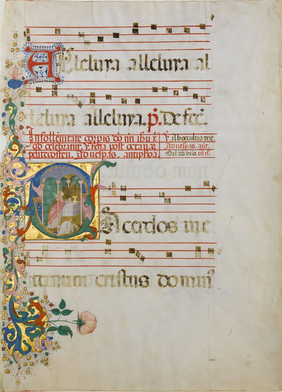 Käsikirjoituslehti messujuhlilla alkuvaiheessa S..., 1400-luvun toinen puoli. tekijältä Master of the Riccardiana Lactantius