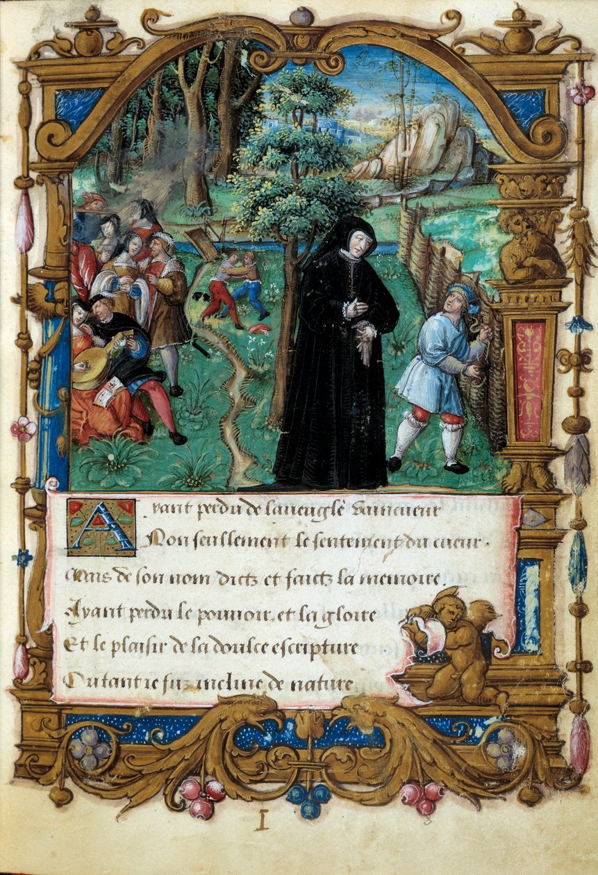 Navarran kuningatar Margarita Angouleman (1492-1549) esitys, kohtelias rakkauskohtaus. Sivu otettu Marguerite d