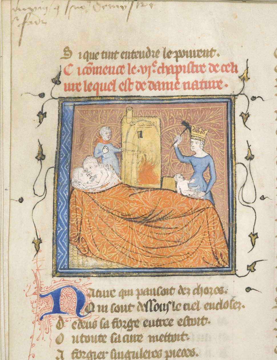Miniatyyri Guillaume de Lorrisin ja Jean de Meunin Roman de la Rosen käsikirjoituksesta, noin 1365 tekijältä Master of the Rose novels
