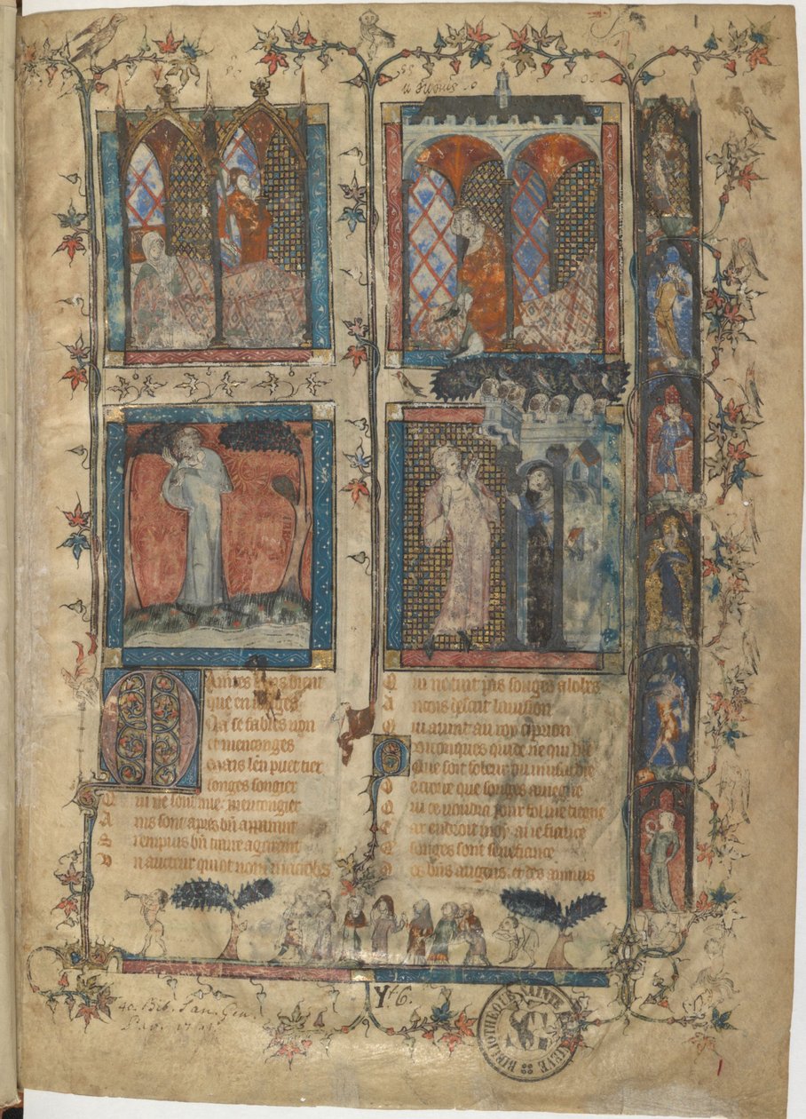 Miniatyyri Guillaume de Lorrisin ja Jean de Meunin Roman de la Rosen käsikirjoituksesta, 1353 tekijältä Master of the Rose novels