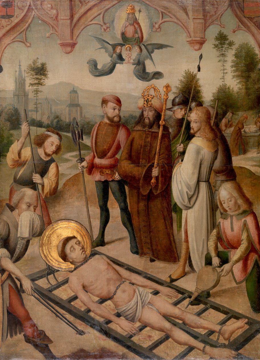 Pyhän Laurentiuksen marttyyrikuolema tekijältä Master of the Saint Ursula Legend