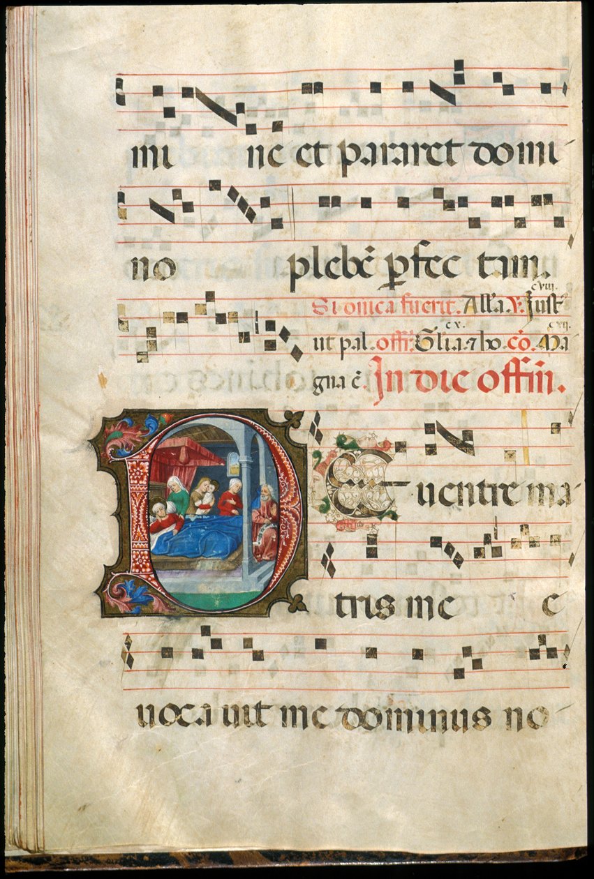 Folio asteittain, 1400-luvun lopulla (muste, tempera ja kultalehti pergamentissa) tekijältä Master of the Saluces Hours (attr. to)