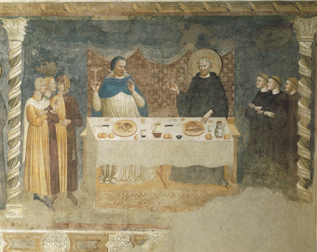 Pyhän Guidon Arezzon ihme, fresko, ruokasali, Pomposan Pyhän Marian luostari, Emilia-Romagna tekijältä Master of the School of Rimini
