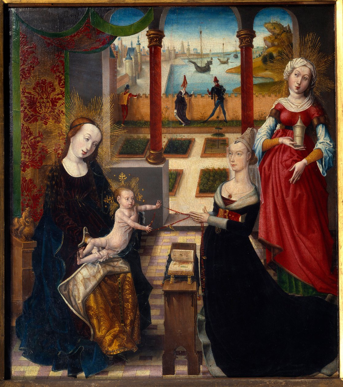 Neitsyt ja Pyhä Maria Magdaleena Sainte-Gudulen maiseman mestarin maalaus (1400-luku) (ec.flam.) 1475 Liegen taidemuseo tekijältä Master of the View of St. Gudule