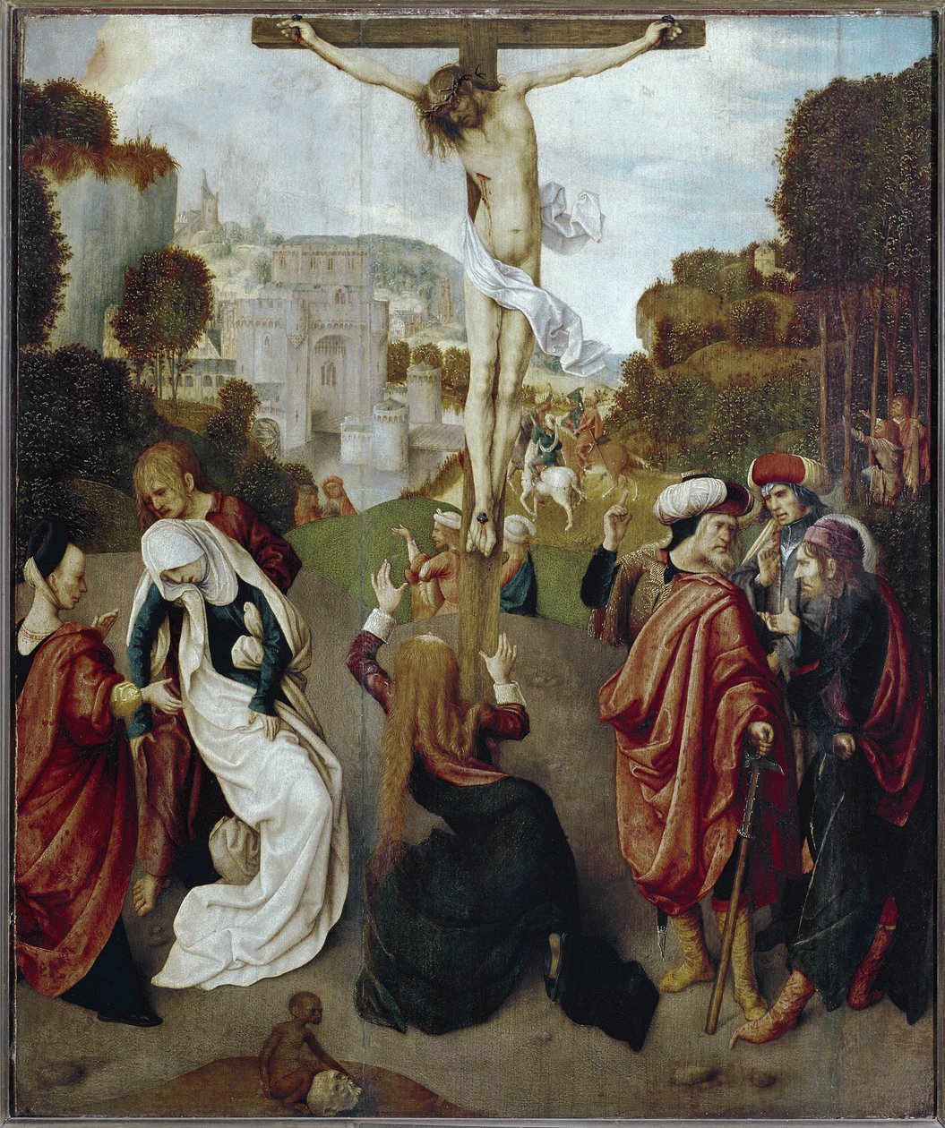Ristiinnaulitseminen (öljy puulle, n. 1483-1498) tekijältä Master of the Virgo Inter Virgines