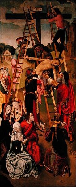 The Deposition, triptyykin sivupaneeli, n. 1490-luku (öljy paneelille) (katso myös 152538) tekijältä Master of the Virgo Inter Virgines