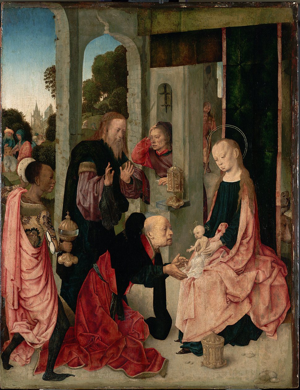 Saksa: Die Anbetung der Könige Kuninkaiden palvonta (Adoration of the Kings) tekijältä Master of the Virgo Inter Virgines