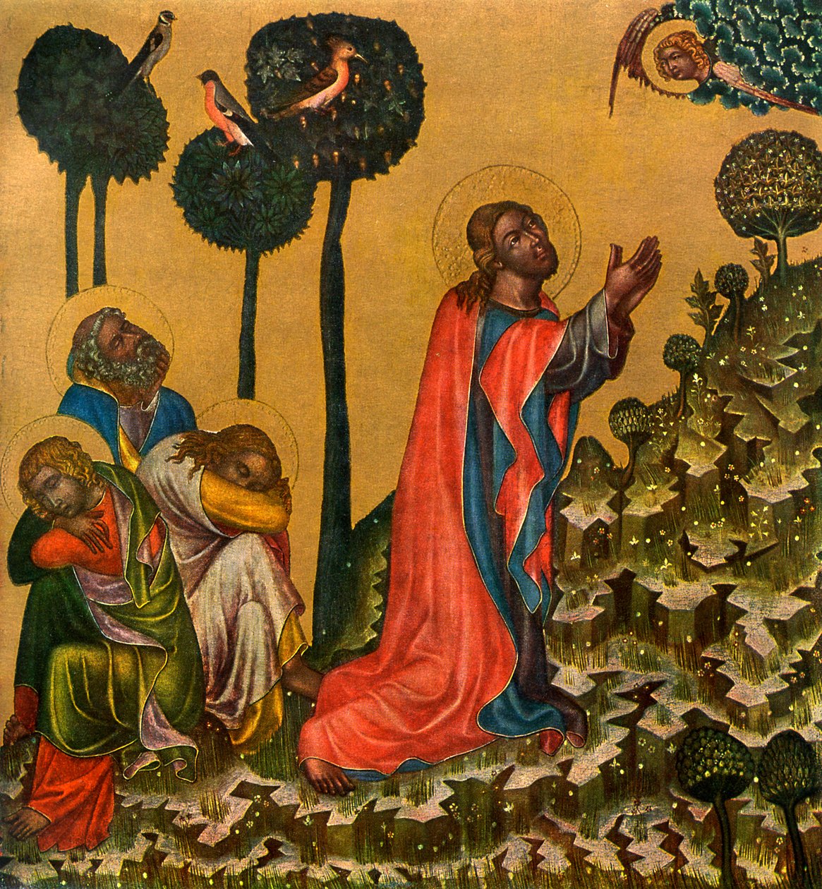 "Jeesus oliivitarhassa", c1350 1955. tekijältä Master of the Vyssi Brod Altar
