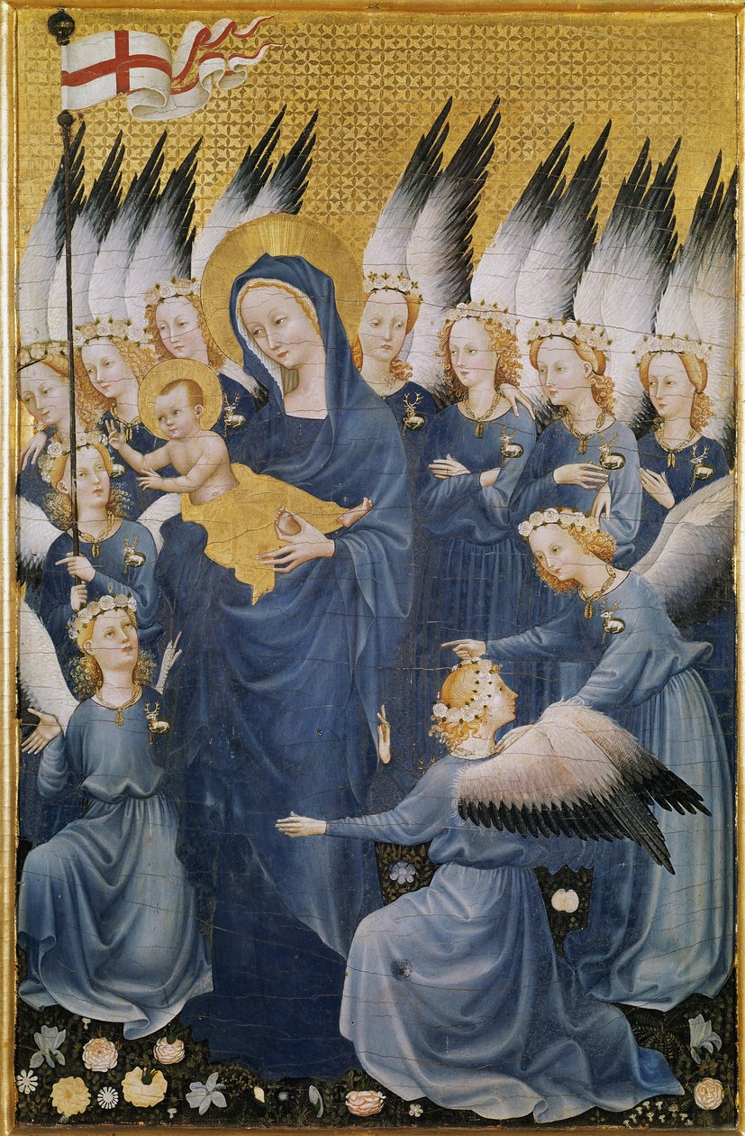 Neitsyt kantaa lasta tekijältä Master of the Wilton Diptych