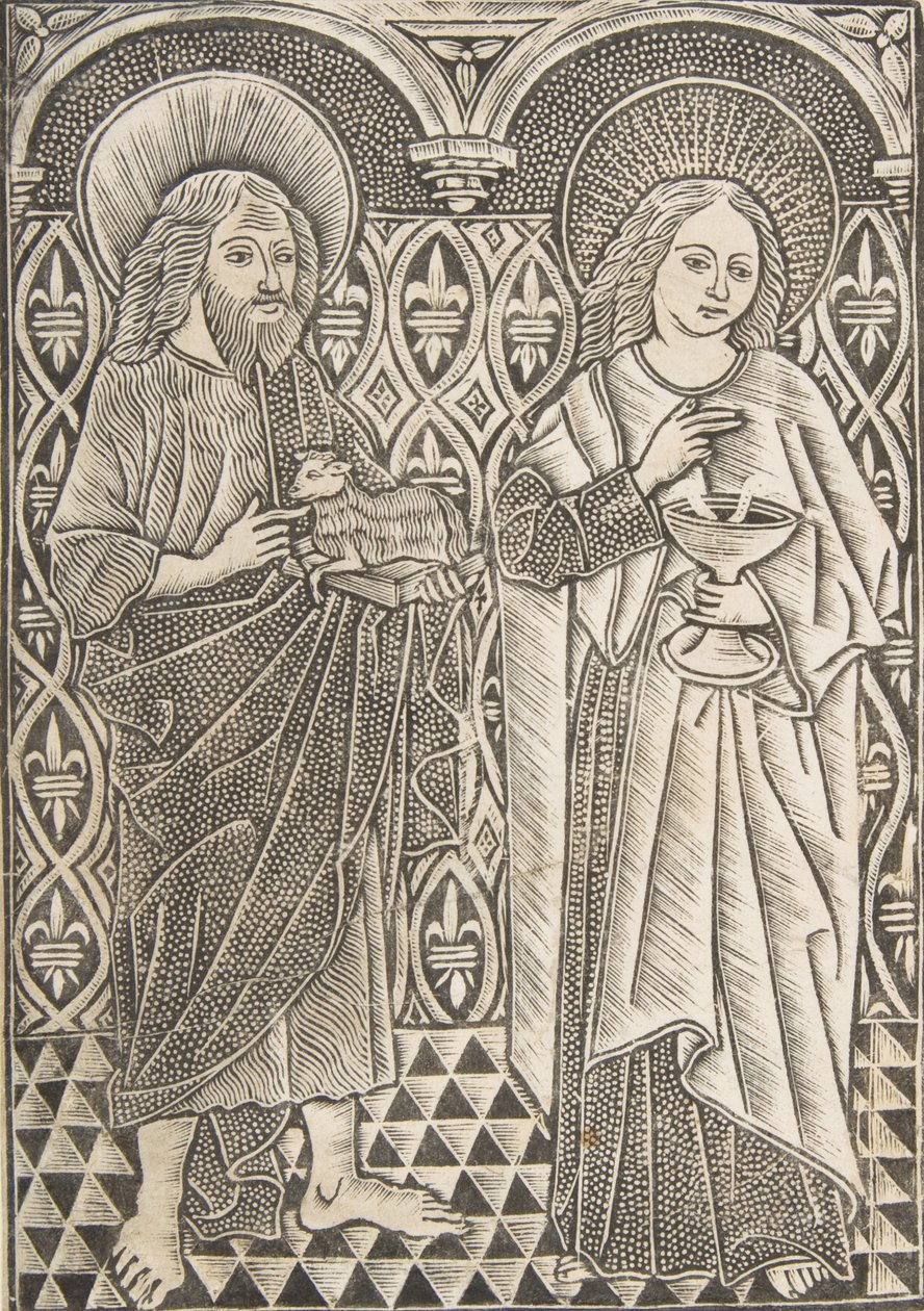 Pyhä Johannes Kastaja ja Pyhä Johannes evankelista, 1400-luku. tekijältä Master with the Cologne Arms