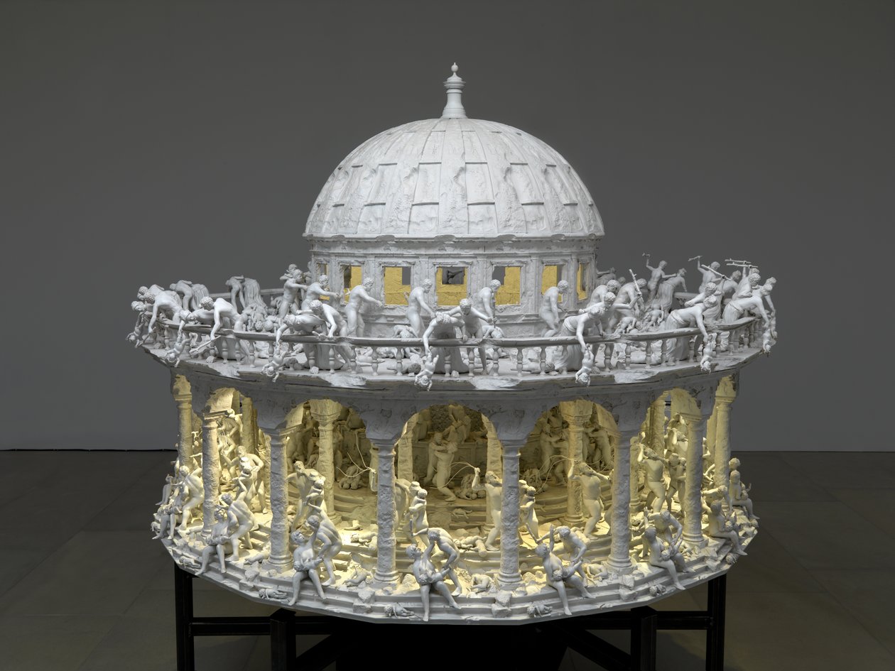 All Things Fall, 2014 (Teräs, alumiini, kipsi, hartsi, LED-valot, moottori) tekijältä Mat Collishaw