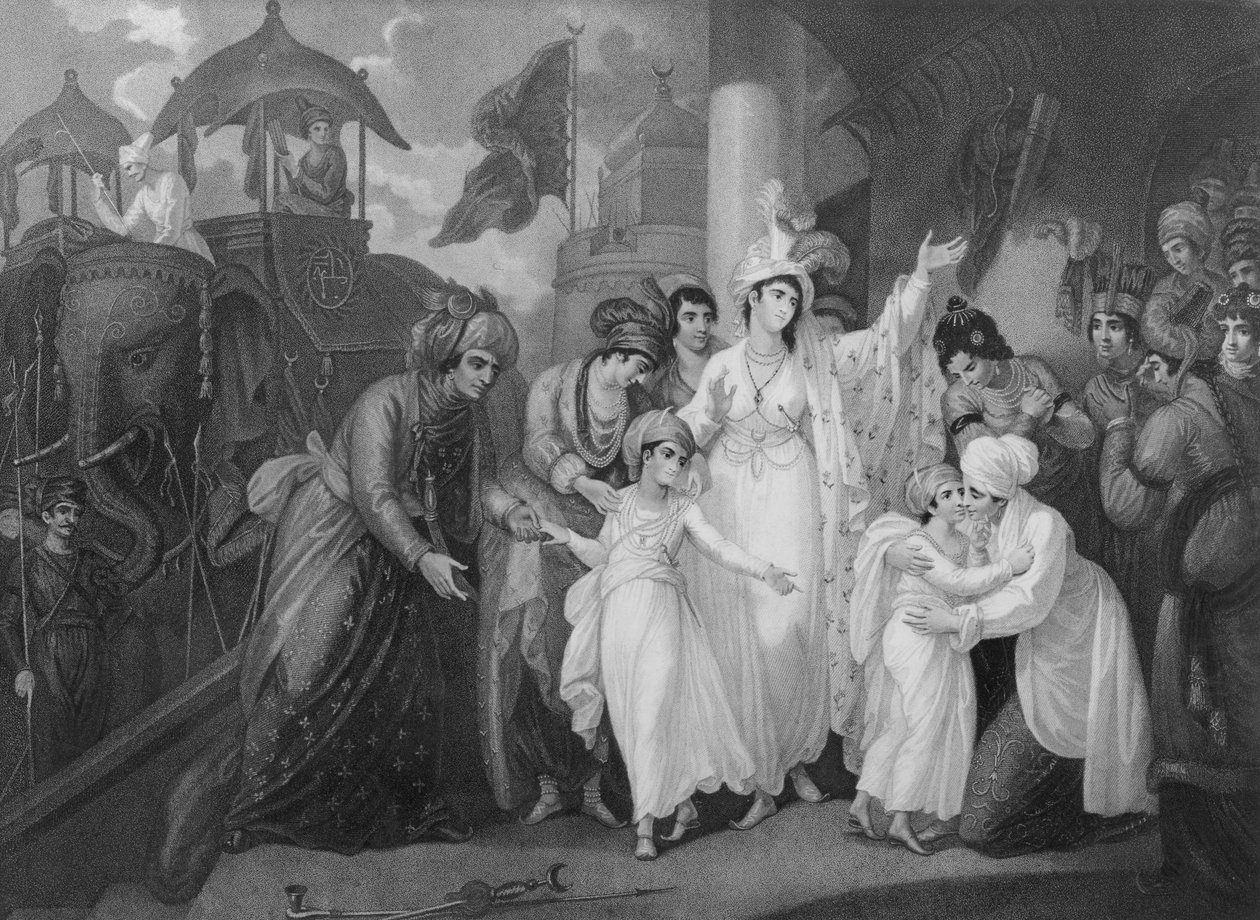Tippoon poikien lähtö Zenanalta, 1793 tekijältä Mather Brown