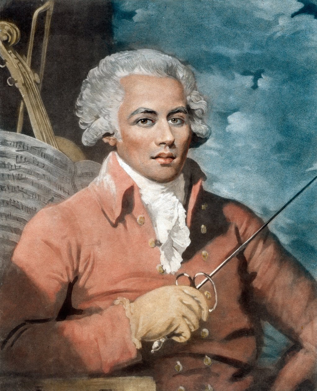 Joseph Boulogne (1748-1799), Chevalier de Saint-George; ranskalaisen istutuksen omistajan Guadeloupessa ja orjan Nanonin poika, afrikkalaista alkuperää - Joseph Boulognen (1748-1799), Chevalier de Saint Georgesin (Saint-Georges), guadeloupelta peräisin ole tekijältä Mather (after) Brown