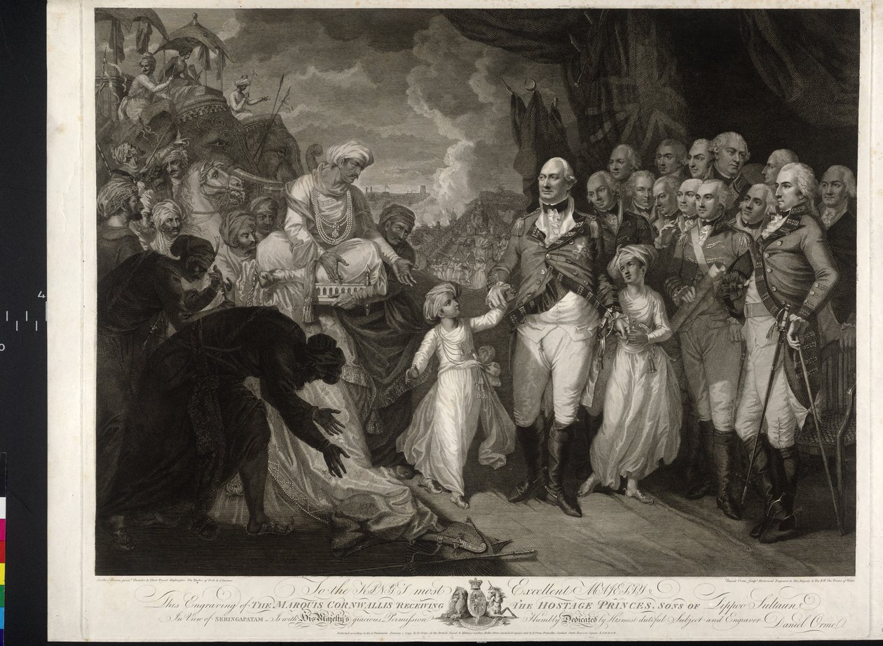 Maquris Cornwallis kahden intialaisen prinssin kanssa tekijältä Mather Brown